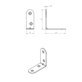Кронштейн МК 50 х 50 мм, цинк, 5 шт