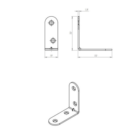 Кронштейн МК 50 х 50 мм, цинк, 5 шт - Артикул 9152511
