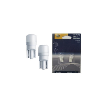 Лампа автомобильная светодиодная W5W, 12V, 1Вт, W2.1x9.5d, 4000K, LED RETROFIT, HELLA - 2 шт - Артикул 8GL178560591_HEL