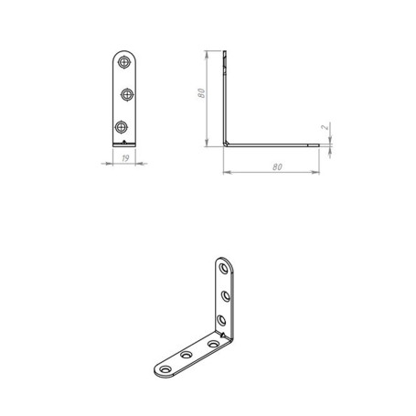 Кронштейн МК 80 х 80 мм, цинк, 5 шт - Артикул 9152711