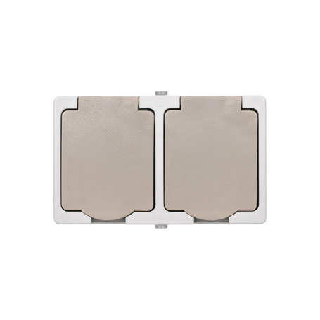 Розетка двойная 2П+3 (горизонтальная) открытой установки IP54 16А "Вуокса" TDM - Артикул SQ1803-0008