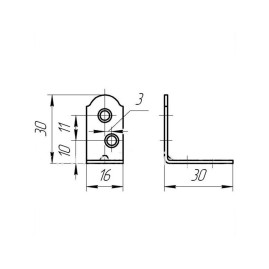 Уголок мебельный усиленный, 30х30х16 мм, цинк, 10 шт.