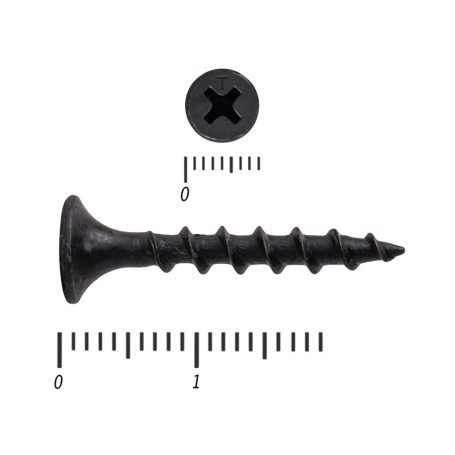 Саморез по дереву черный к/р 3,5х19 мм, 50 шт - Артикул 232219
