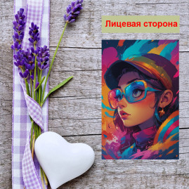 Мини открытка - карточка "Модница , акварель", бирка для подарков, односторонние, 20 шт