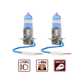 Лампа автомобильная галогеновая H3, 12V, 55Вт, 3700К, PK22s, SIRIUS NIGHT WAY AVS - 2 шт