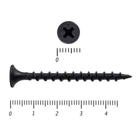 Саморез по дереву черный к/р 3,5х45 мм, 25 шт - Артикул 232045