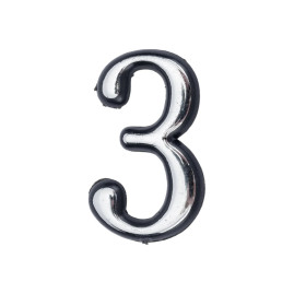 Цифра дверная 3, пластик, хром
