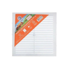 Решётка вентиляционная 194x194 мм пластик цвет белый с сеткой