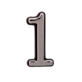Цифра дверная 1, пластик, хром