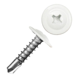 Саморез с прессшайбой, сверло 4,2х16 мм, Белый, 175 шт