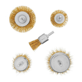 Набор щеток для дрели, 5 шт, 2 плоские, 50-75 мм, 3 "чашки", 25-50-75 мм, со шпильками