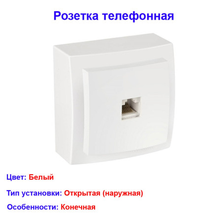 Розетка телефонная, открытой проводки цвет Белый NILSON - Артикул 26111040