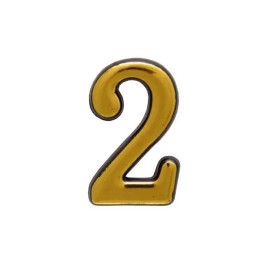 Цифра дверная 2, пластик, золото