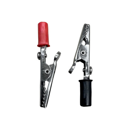 Зажим приборный "крокодил" 55мм красный+чёрный 5А - Артикул 16-0010