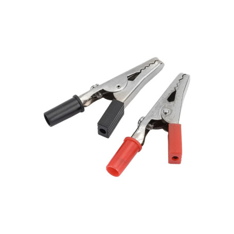 Зажим приборный "крокодил" 55мм красный+чёрный 5А - Артикул 16-0010