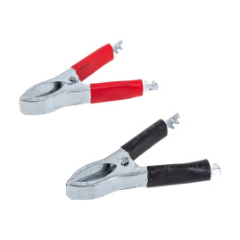 Зажим приборный "крокодил" 75мм красный+чёрный 30А