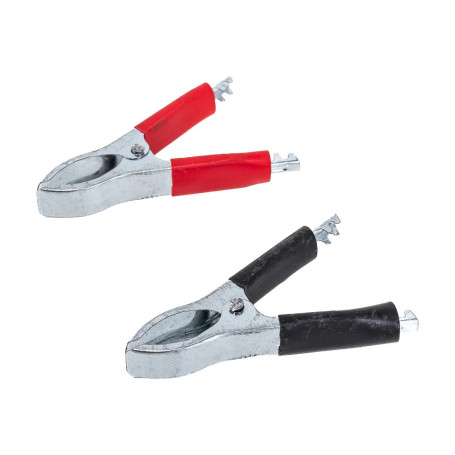 Зажим приборный "крокодил" 75мм красный+чёрный 30А - Артикул 16-0015