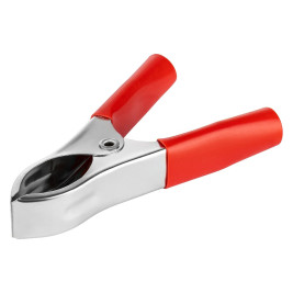 Зажим приборный "крокодил" 75мм красный+чёрный 30А