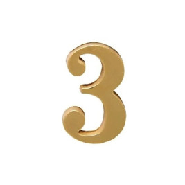 Цифра дверная 3, металл, золото