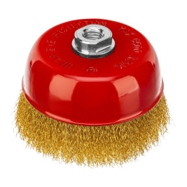 Щетка для УШМ, 125 мм, М14, "чашка", латунированная витая проволока