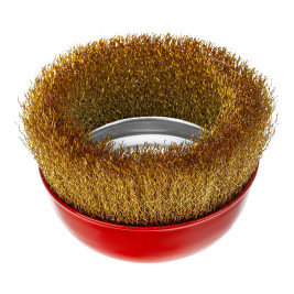 Щетка для УШМ, 125 мм, М14, "чашка", латунированная витая проволока