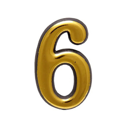 Цифра дверная 6, пластик, золото - Артикул 509811