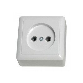Розетка 1 ОП без з/к со шторками изол. пластина 10А Хит белая