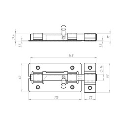 Задвижка дверная ЗД-01, цинк