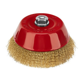 Щетка для УШМ, 150 мм, М14, "чашка", латунированная витая проволока