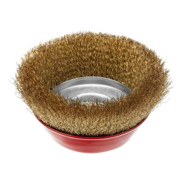 Щетка для УШМ, 150 мм, М14, "чашка", латунированная витая проволока