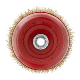 Щетка для УШМ, 150 мм, М14, "чашка", латунированная витая проволока