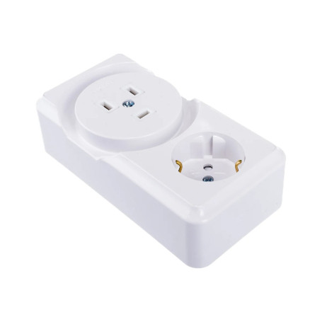 Розетка 2-ая для электроплит 32А+силовая 16А открытой установки - Артикул БРА32-016