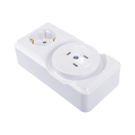 Розетка 2-ая для электроплит 32А+силовая 16А открытой установки - Артикул БРА32-016