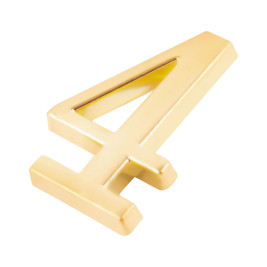 Цифра дверная 4, металл, золото