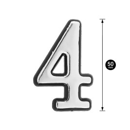 Цифра дверная 4, пластик, хром