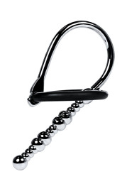 Серебристый уретральный плаг-бусины TOYFA Metal с мягким фиксириющим кольцом