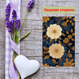 Мини открытка - карточка "Белые цветы на синем фоне", бирка для подарков, односторонние, 20 шт