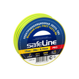 Изолента sefline жёлто зелёная 19 мм х 20 м