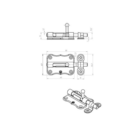 Задвижка накладная ЗТ-2-60 - Артикул 9151511