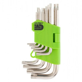 Набор ключей имбусовых (звездочки) Torx, T10-T50 мм, 45x, закаленные, 9 шт, короткие