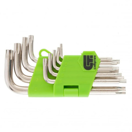 Набор ключей имбусовых (звездочки) Torx, T10-T50 мм, 45x, закаленные, 9 шт, короткие - Артикул 1232111