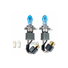 Лампа автомобильная газонаполненная H4, 12V, 75/85Вт, 6000К, +W5W ALFAS ALFAS Pure White AVS - 4 шт