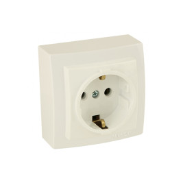 Розетка с заземлением открытой проводки цвет Бежевый NILSON