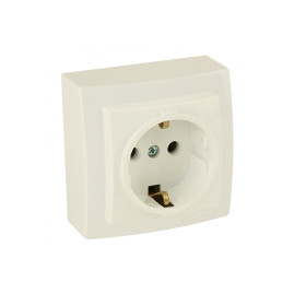 Розетка с заземлением открытой проводки цвет Бежевый NILSON