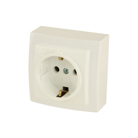 Розетка с заземлением открытой проводки цвет Бежевый NILSON - Артикул 26121017