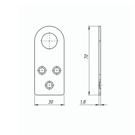 Проушина прямая, 2 мм, 70 х 30 мм, цинк Россия - Артикул 4650211