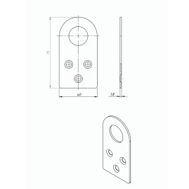 Проушина прямая, 2 мм, 75 х 40 мм, цинк Россия