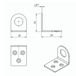 Проушина угловая, 2 мм, 70 х 30 мм, цинк Россия