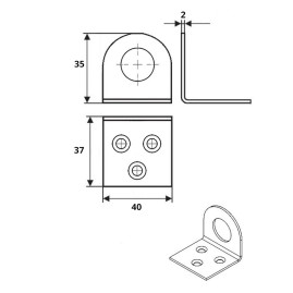 Проушина угловая, 2 мм, 75 х 40 мм, цинк Россия