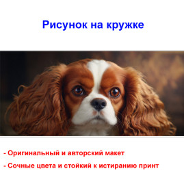 Кружка премиум с принтом "Кавалер-кинг-чарльз-спаниель", авторский дизайн, 330 мл, белая, Orca, 1 шт, 200100